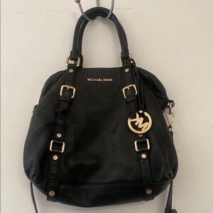 Michael Kors Black Shoulder Bag with Gold Accents